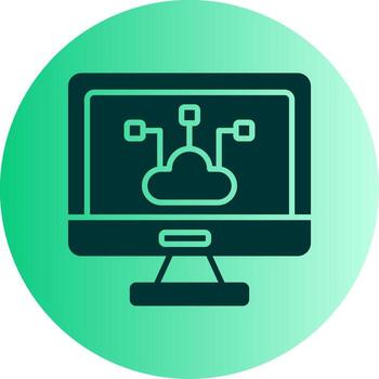 borde informática nodo icono glifo degradado dos tono circulo vector