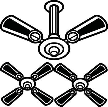 Modern ceiling fan silhouette with multiple color options vector