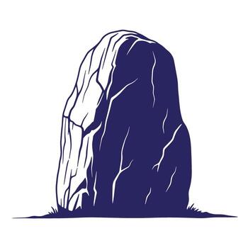 illustration of an isolated large rock formation with textured surface and simple style vector