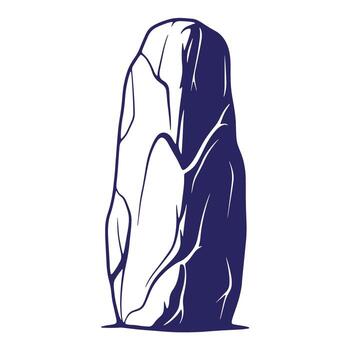 Stylized stone illustration in with simple lines and elegant dark blue color scheme vector