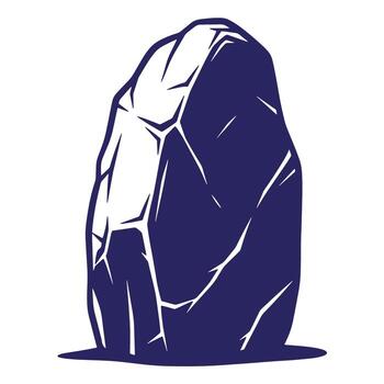 Stylized stone illustration in deep blue color featuring cracked surface and detailed veins vector