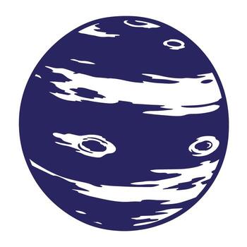 Abstract illustration of a dark blue planet with stylized cloud formations and circular elements. vector