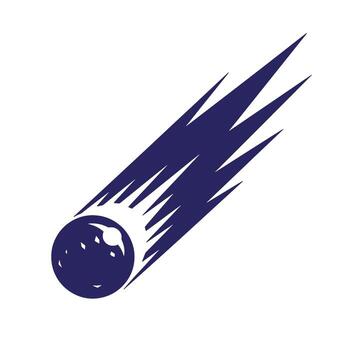 Dynamic illustration of a blue comet with a trail on an isolated white background vector