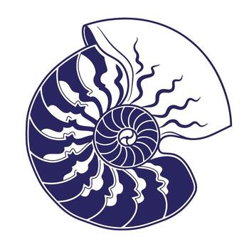 Artistic illustration of a nautilus shell featuring faces and abstract organic elements vector