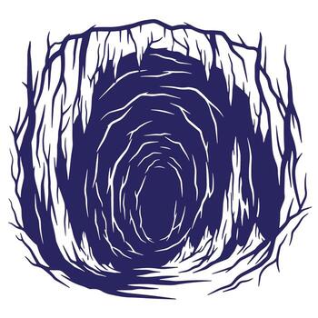 Dark indigo tunnel created by intertwining branches isolated on white background. vector