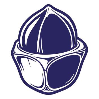 elegante gráfico ilustración de un nuez en sus cáscara con resumido diseño y azul color vector