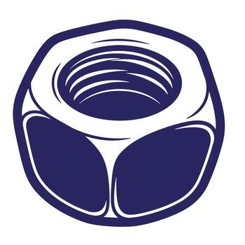 illustration of a hexagonal nut with internal threads isolated on a white background vector