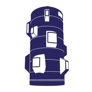 moderno arquitectónico diseño concepto con resumen torre estructura aislado en blanco antecedentes vector