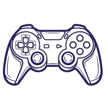illustration of a game controller isolated on a white background simple line art vector