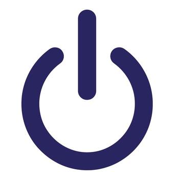 Blue power button icon isolated on white background for technology and design concepts vector