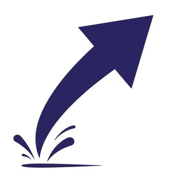 Dynamic upward arrow graphic with splash effect representing growth and progress on white background vector