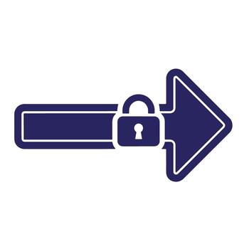Secure direction sign concept with right arrow and locked padlock icon in minimalist style vector