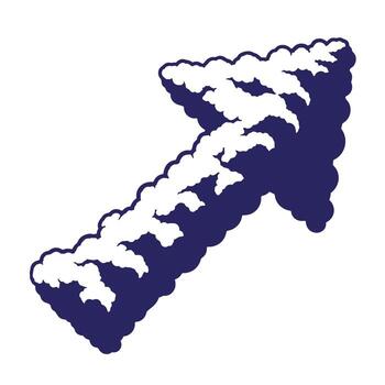 Upward arrow created from cloud shapes on a white background concept of growth and progress vector