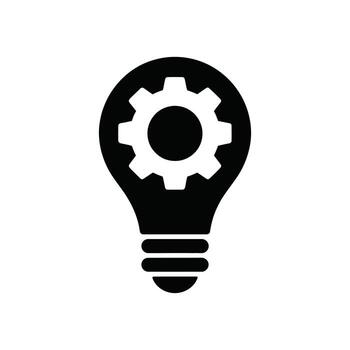 negro bombilla engranaje icono ilustración representando proceso, estrategia, y negocio problema resolviendo vector