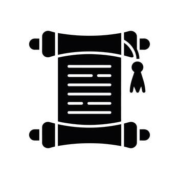 Black scroll with tassel icon on white background for design vector