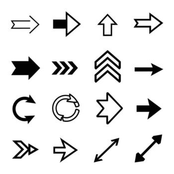 Collection of simple arrows pointing different directions vector