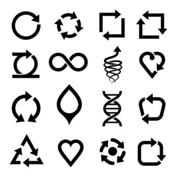 varios circular flechas y forma íconos colección vector