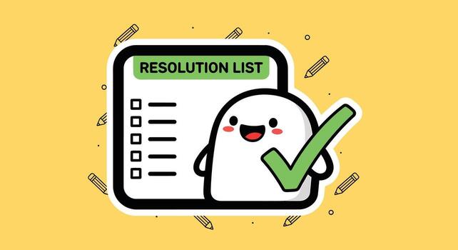 New Year's Resolution List Checklist, Cute Character, Success Concept vector