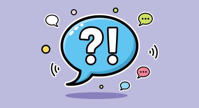 QA speech bubble icon with question and exclamation marks. Cartoon comic for FAQ, support, and communication. vector