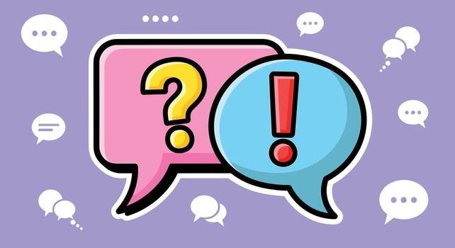Question Mark and Exclamation Point in Speech Bubbles - Communication, Problem Solving vector