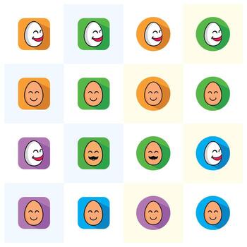 riendo y sonriente huevos icono diseño conjunto vector