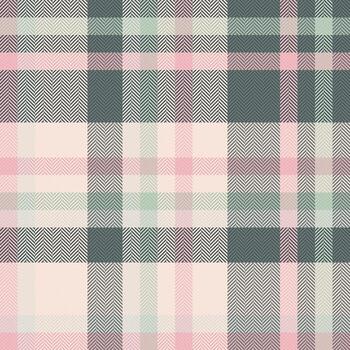 Elegant plaid pattern in soft pinks, greens, and grays. Classic herringbone texture adds depth. Versatile for backgrounds, textiles, or design elements. vector