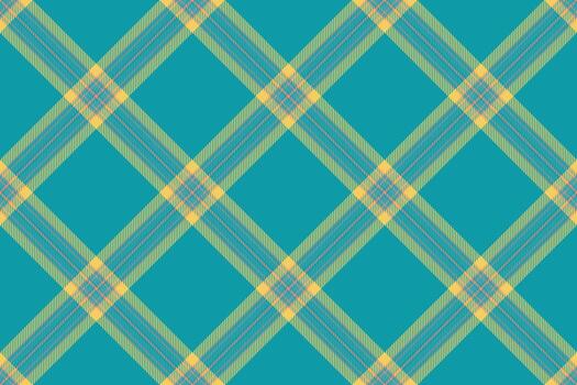 Seamless plaid pattern with teal background and yellow and tan stripes. Versatile textile design, perfect for backgrounds, apparel, or web design projects. Ideal for adding a classic touch. vector