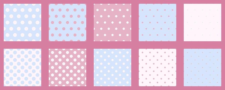 Set polka dot seamlss pattrn. Simple background for web or print. Abstract surface. vector