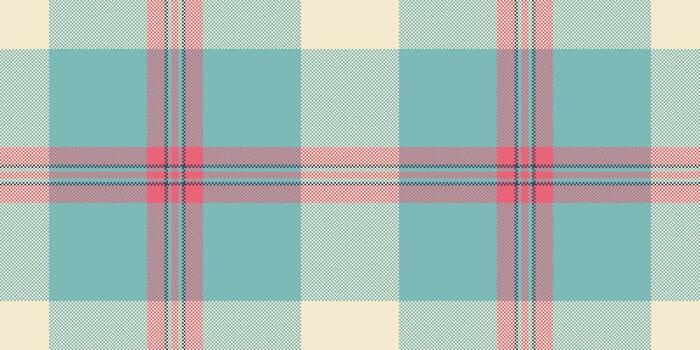 Knit tartan seamless textile, card pattern fabric . Net plaid check background texture in teal and light colors. vector
