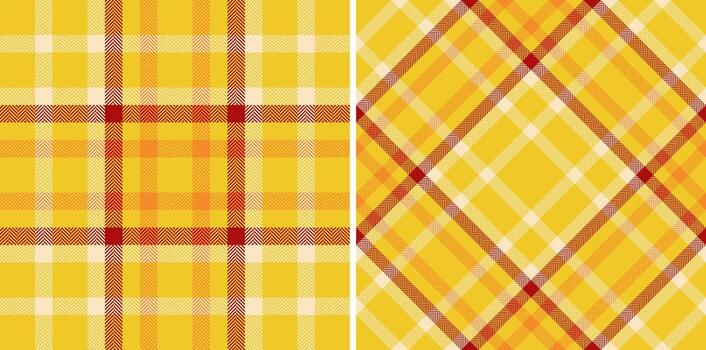 Vibrant yellow plaid patterns offer a warm, inviting feel. Perfect for textiles, backgrounds, or adding a touch of rustic charm to designs. Versatile eyecatching. vector
