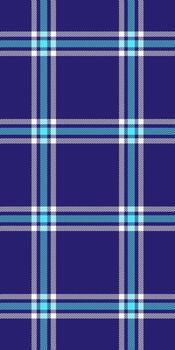 Sixties textile seamless, quality check tartan texture. Multicultural background plaid fabric pattern in indigo and white colors. vector