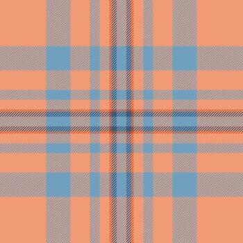 Classic plaid pattern. Features interwoven lines in peach and light blue. Great for backgrounds, textiles, or a rustic, cozy design element. vector