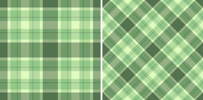 Two seamless pastel green plaid patterns. Perfect for textile design, website backgrounds, or crafting projects. A versatile image offering both classic and modern aesthetics. vector