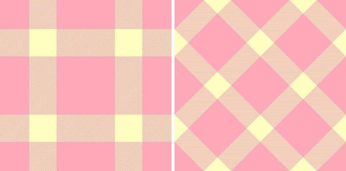 Texture check of textile plaid fabric with a tartan pattern background seamless. Set in light colors for wide grid paper. vector