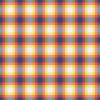 British check plaid, tracery seamless fabric texture. Styled pattern background tartan textile in yellow and red colors. vector