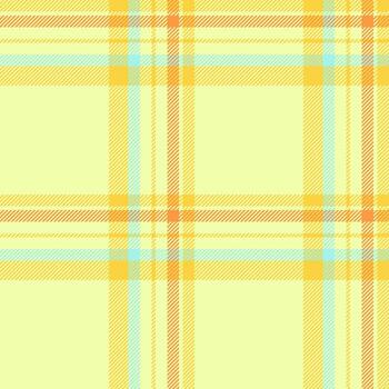 Cheerful plaid pattern with light yellow, orange, and turquoise. Textile design, fabric swatch. For backgrounds, apparel, and creative projects. vector