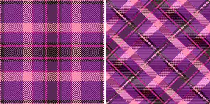 Fabric texture of plaid tartan pattern with a background textile check seamless. Set in space colors. Wide grid patterns in modern fashion. vector