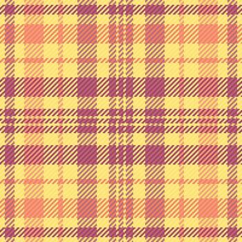 Warm, textured plaid pattern. Soft yellows and pinks create a cozy, inviting feel. Ideal for backgrounds, textiles, or design elements. Versatile and timeless. vector