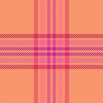 Vibrant tartan texture with intersecting lines of peach, pink, red, and violet. Creates a sense of warmth, tradition, and comfort. Ideal for backgrounds, textiles, and patterns. vector