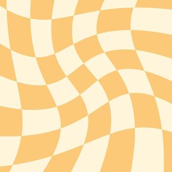 sin costura resumen antecedentes con ondulado distorsionado tablero de damas modelo en amarillo y blanco. vector