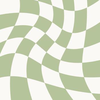 sin costura resumen antecedentes con ondulado distorsionado tablero de damas modelo en verde y blanco. vector