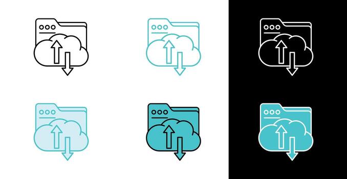 nube conexión y carpeta icono para red datos intercambiar en línea y llenar estilo vector