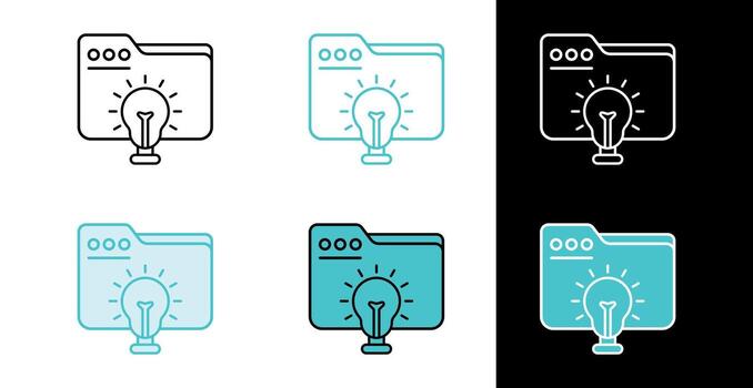 Folder with light bulb icon for creative idea management in line and fill style vector