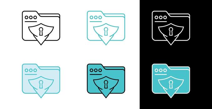 Folder with shield and lock icon for data protection in line and fill style vector