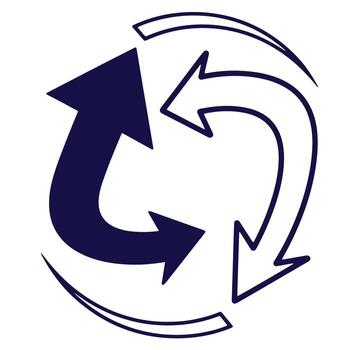 Circular arrows concept representing process flow cycles refresh reloading and recycling process vector