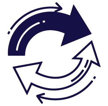 dos enclavamiento flechas representando proceso ciclo datos fluir negocio concepto icono vector