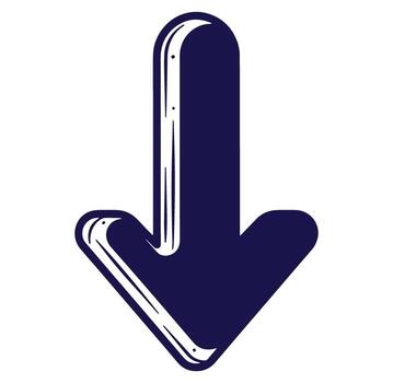 oscuro azul flecha señalando abajo direccional gráfico símbolo para navegación y Guia vector