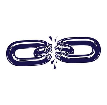 A broken chain symbolizing freedom and breaking free from limitations and constraints vector
