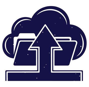 nube datos subiendo concepto con flecha y carpetas ilustración para digital almacenamiento. vector