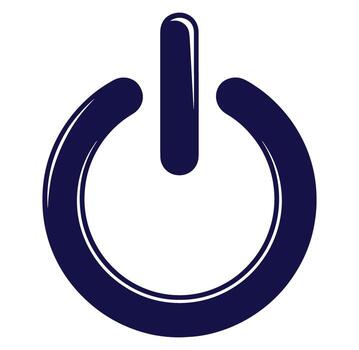 Simplified and modern power button icon design in dark blue color on white background vector